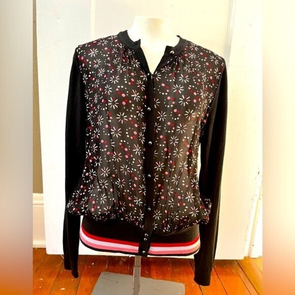 Emporio Armani Sweaters - Emporio Armani Semi-Sheer Front Button Cardigan Sweater Size 46 Floral Print